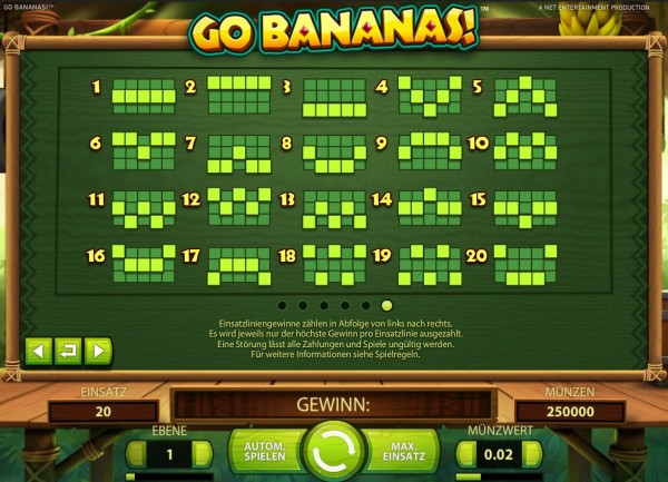 Go Bananas Gewinnlinien